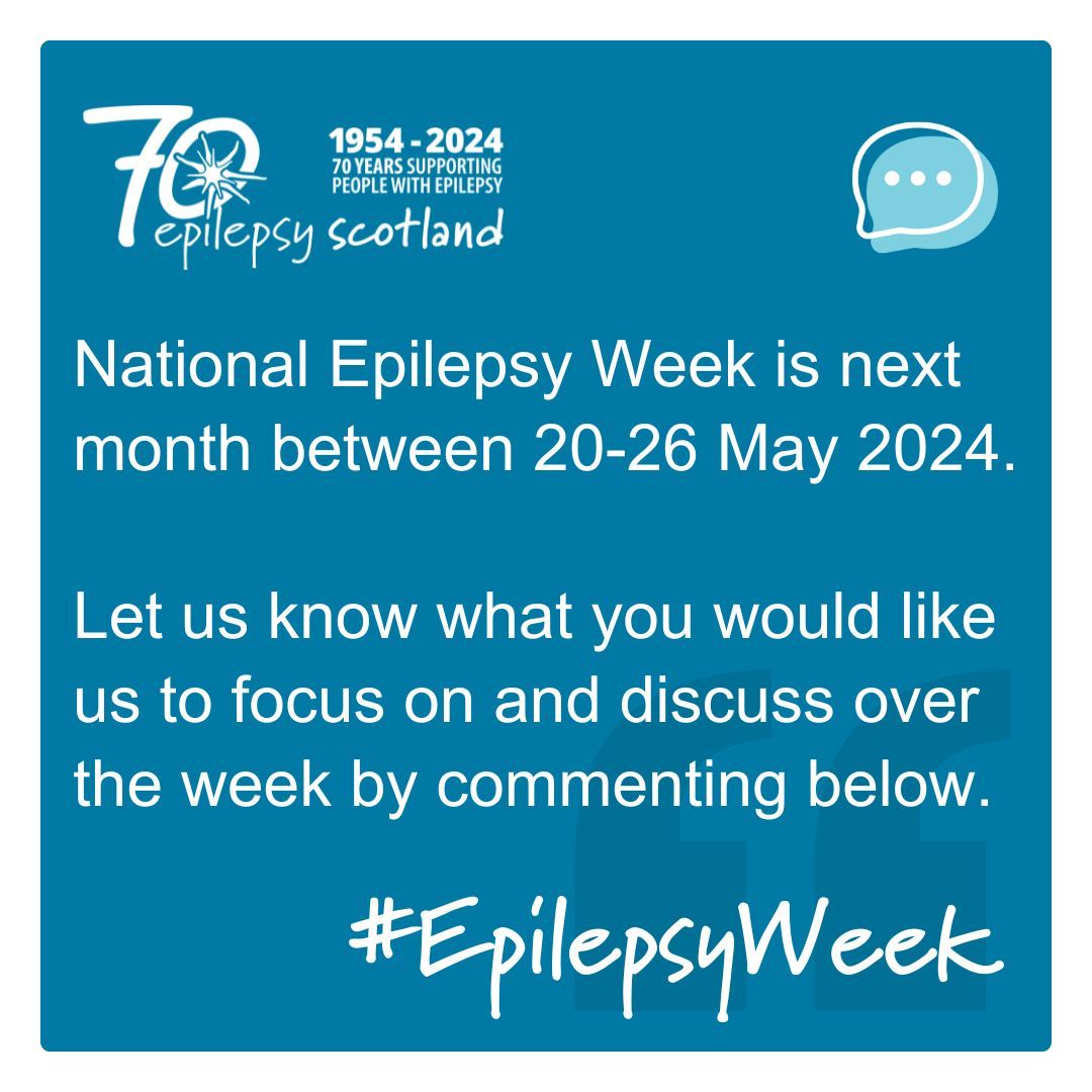 Next month is National Epilepsy Week and we want to hear from you! Let us know what you would like us to focus on and discuss over the week by commenting below. #EpilepsyWeek #Epilepsy #EpilepsyAwareness