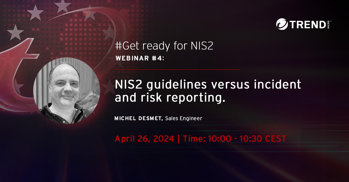 Webinar 4 in our 6-part Get Ready for #NIS2 webinar series from Trend Micro will cover #NIS2Directive guidelines versus incident and risk reporting. Register here: bit.ly/3Jju7P1. Register to watch webinar live or catch up on previous #NIS2webinars on-demand.
