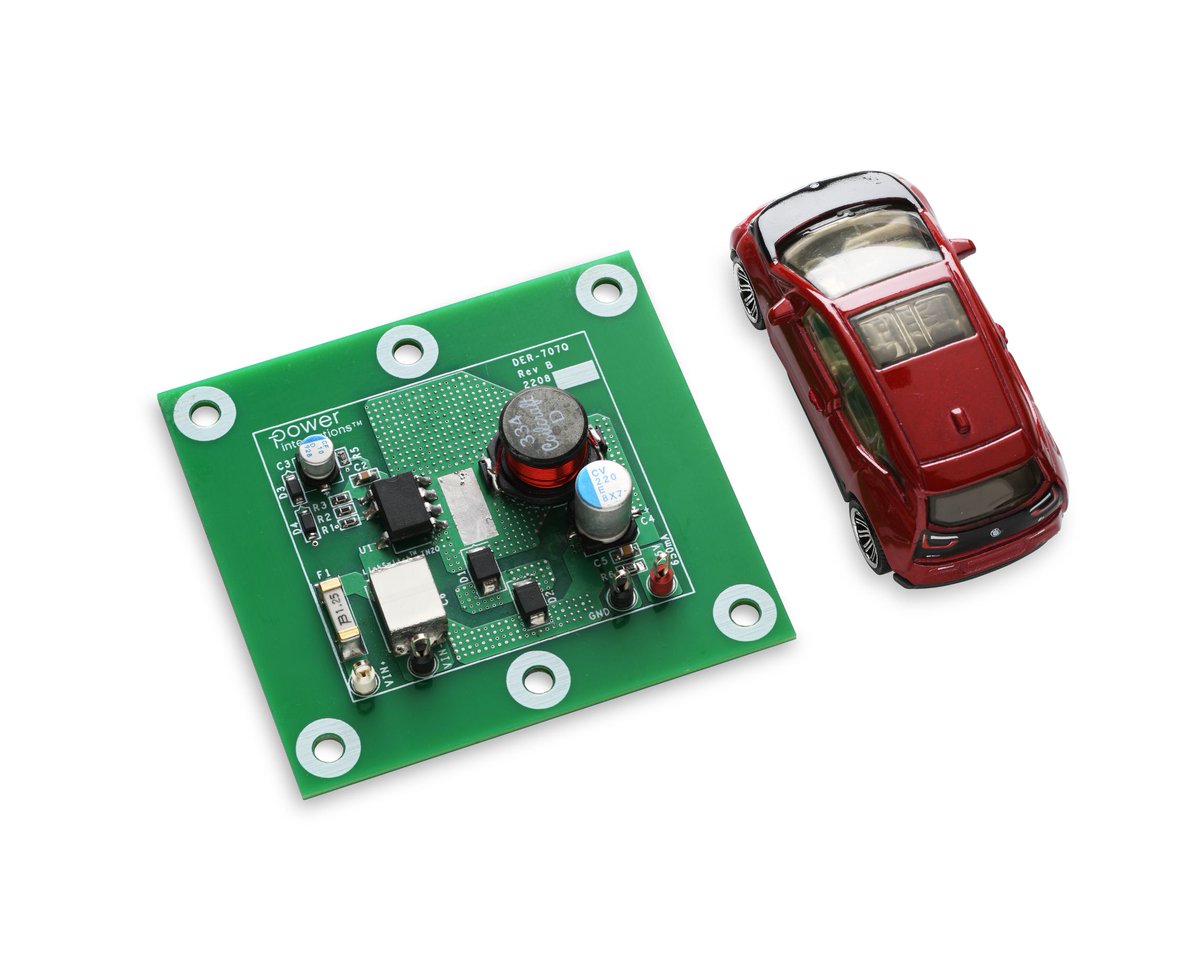 With a wide operating range of 30 VDC to 550 VDC input, this automotive power supply design kit uses an AEC-Q100 certified LinkSwitch-TN2Q for a 9.75 W non-isolated nominal output voltage of 15 V at 650 mA (RDK-707Q).  okt.to/jrBp52

#electricvehicles #powerelectronics