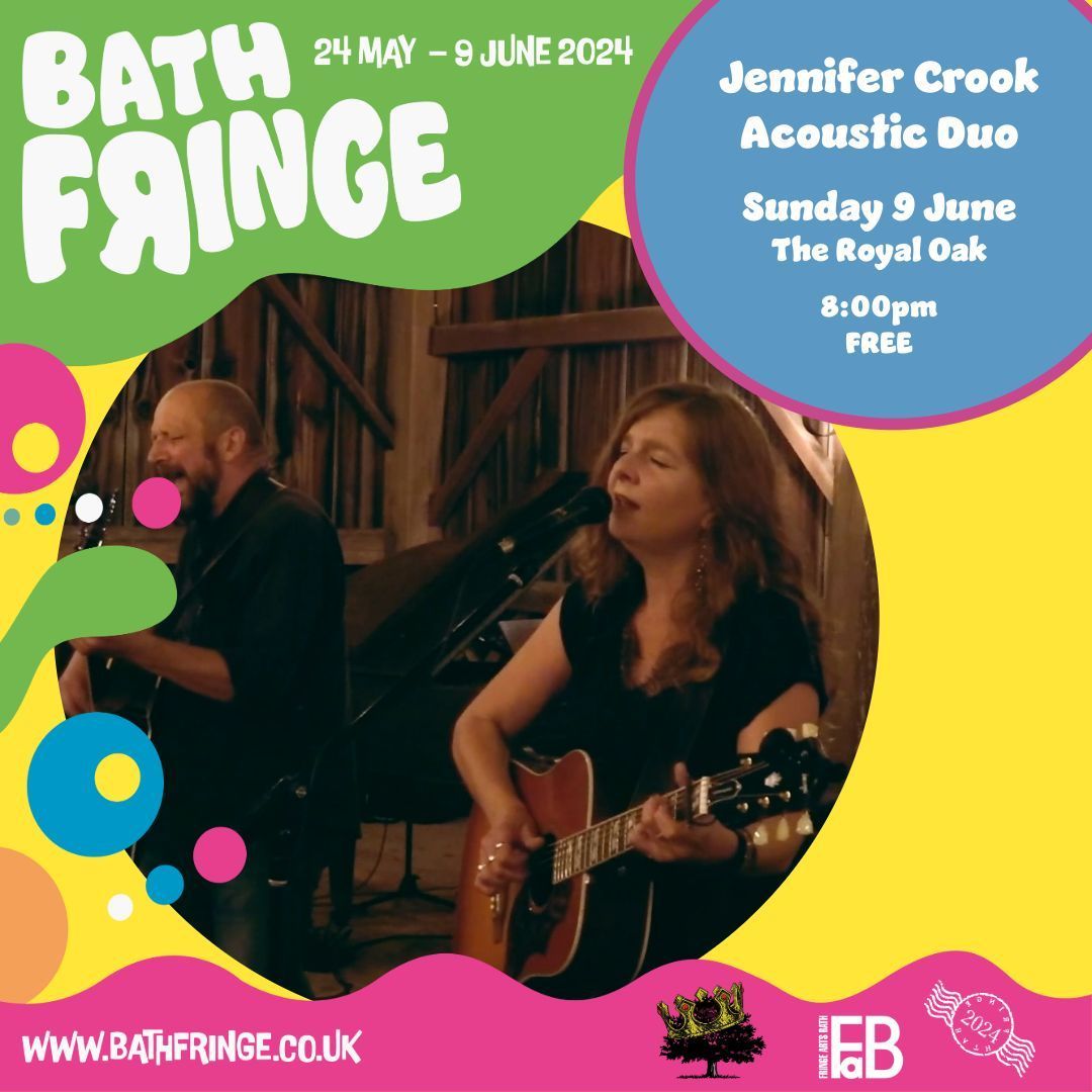 🎵 MUSIC 🎵 Jennifer Crook Acoustic Duo Sunday 9 June The Royal Oak 8pm FREE For full info please visit: buff.ly/4b3RbNA #BathFringe24