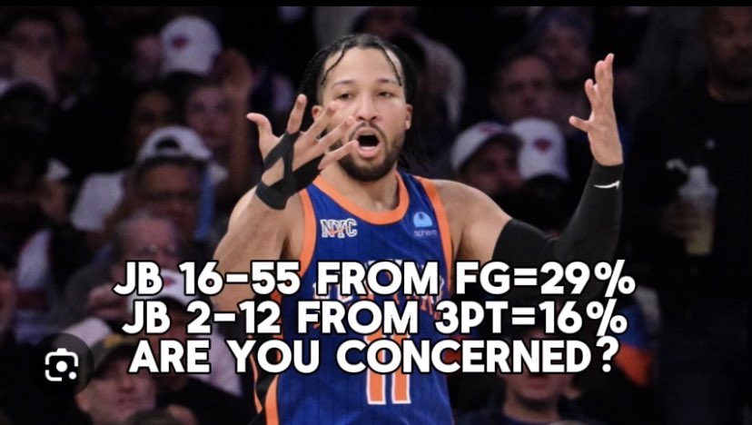 Are YOU 🫵 concerned with Jalen Brunson’s performance in G1 & G2? Yes or No?