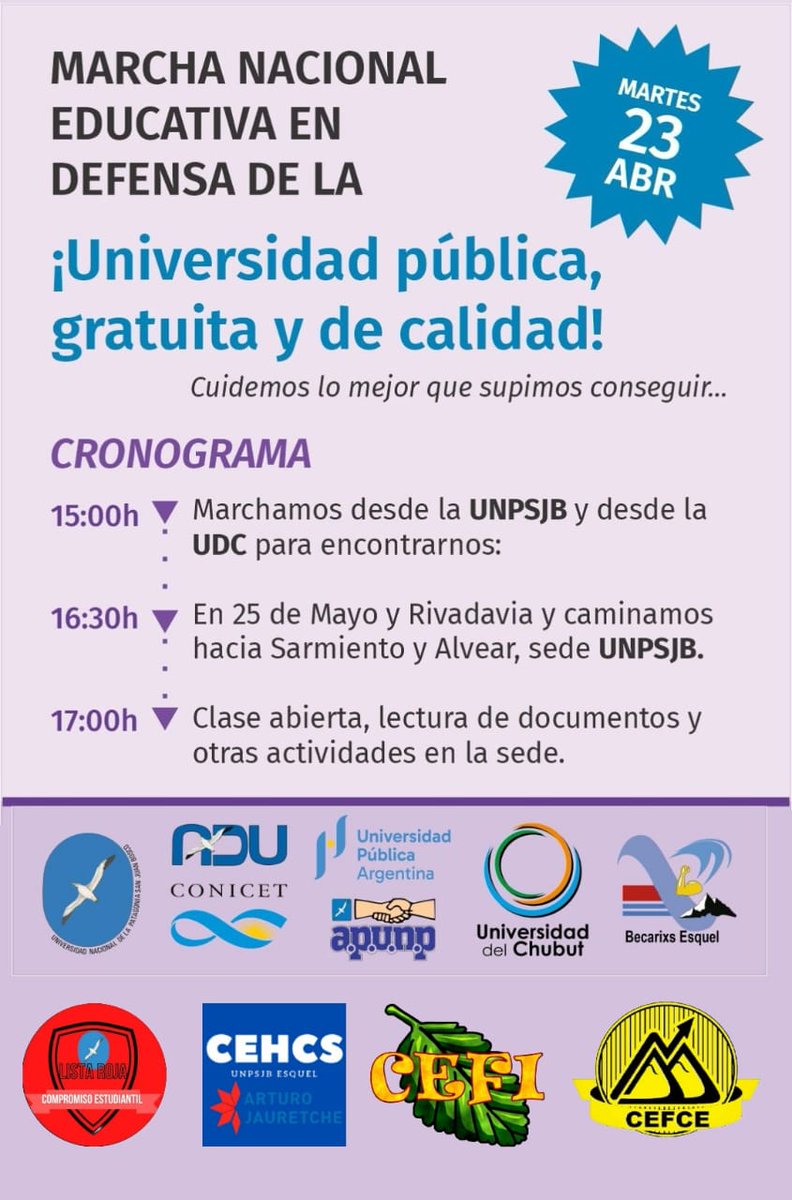 ACOMPAÑAMOS HOY 23 DE ABRIL! MARCHA NACIONAL