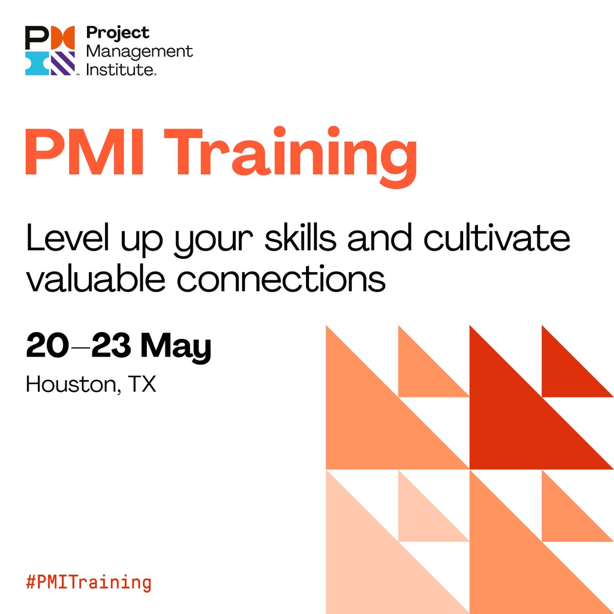 Last chance to register for #PMITraining in Houston this May! You'll gain valuable insights from experienced professionals and leave with tools, templates, and tactics you can use on the job right away. Register here: bit.ly/3Jol935