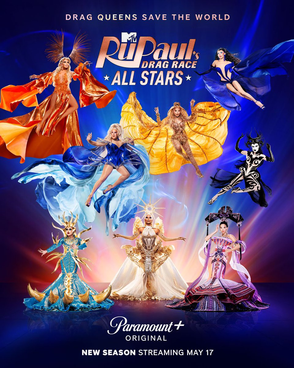 Drag queens save the world! 🌟 #AllStars9 starts streaming FRI MAY 17 on @paramountplus 👑 @RuPaulsDragRace