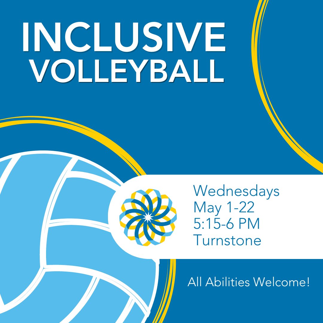 Turnstone and the YMCA of Greater Fort Wayne are hosting an Inclusive Volleyball clinic. Sessions will be held on Wednesdays, May 1-22, from 5:15-6PM at Turnstone. Participants (ages 6+) will get to try different variations of volleyball. Register by 4/28: bit.ly/49K6GJA