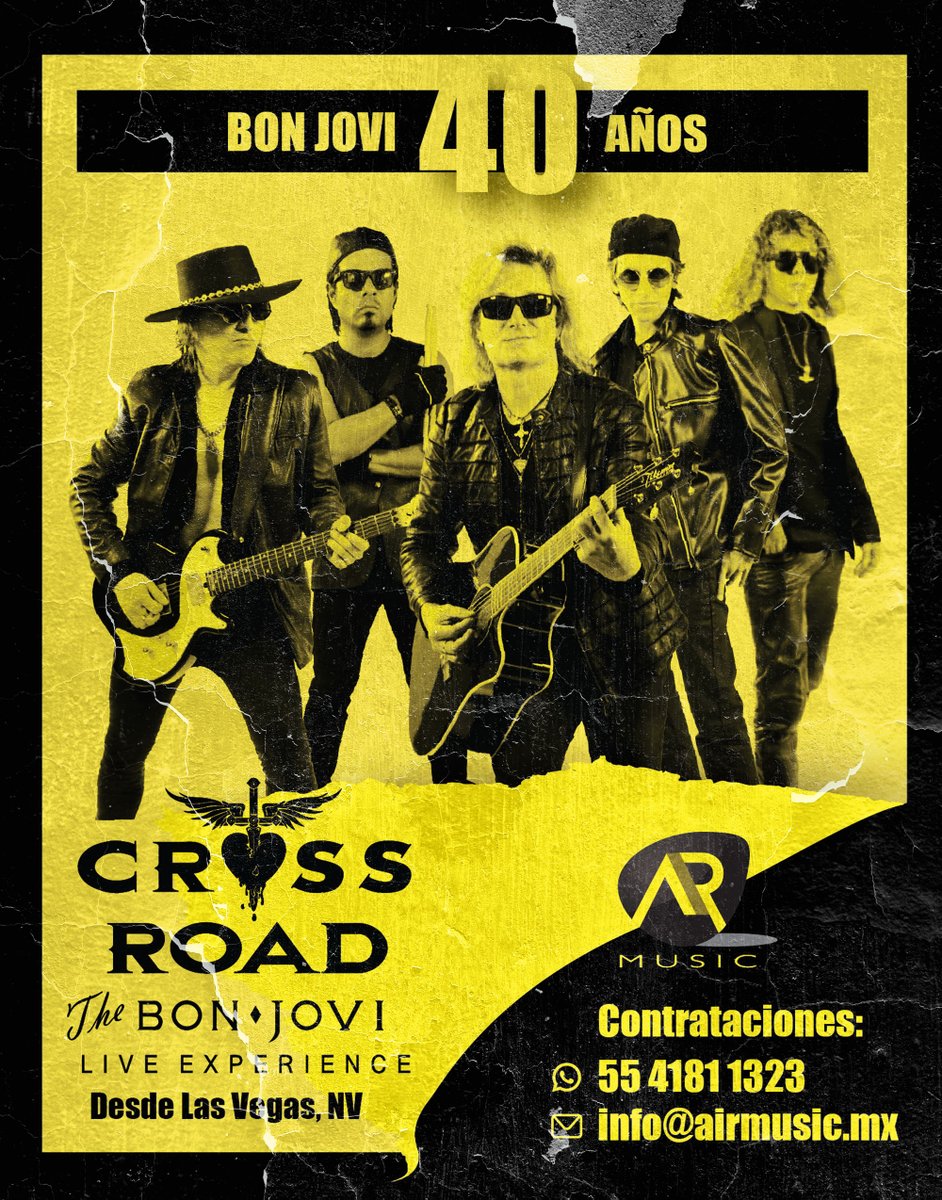 Cross Road, banda originaria de Las Vegas, te trae la celebración de los 40 años de Bon Jovi ¡en México! Siente la emoción de revivir los éxitos de la legendaria banda de rock junto a Cross Road.
Informes y contrataciones: wa.link/rrracc
ofeliadechavez.com/crossroad