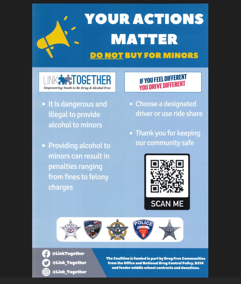 We're proud to partner with @link_together as part of their national initiative to educate the public on the dangers of buying alcohol for minors. 
#YourActionsMatter #KeepKidsSafe
