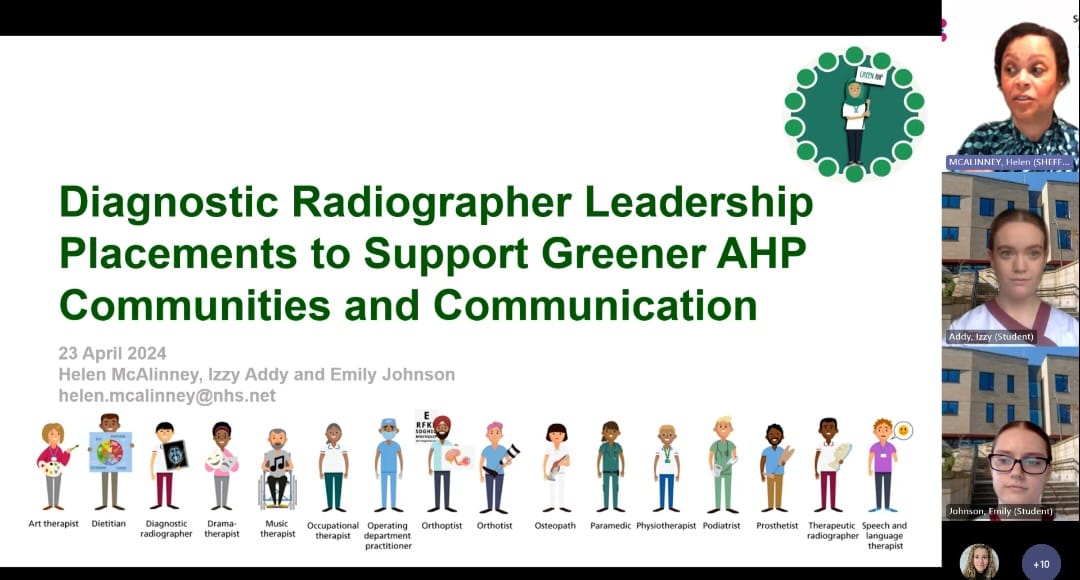 ♻️🌱💚🌍Brilliant presentation from @SYB_ICS_AHPs and @AHP_SHU students hearing about the incredible work on a #greenerAHP project completed during 3 cohorts of AHP leadership placements. Well done 👏
#GreenerAHPWeek @H_McAlinneyAHP