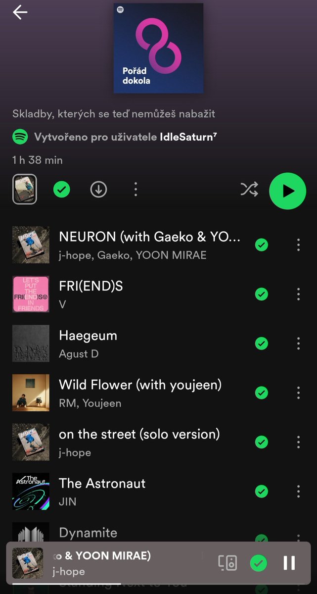 IdleSaturn7's tweet photo. NEURON CHALLENGE
It's been 5 days so..π
1. Check if Neuron is at the top of your Spotify On Repeat playlist.
2. If it is: post a screenshot + a favorite photo of Hobi.
3. If it isn't: play HOTS and a focused playlist until it is. Then do 2.
Pass it on!
#NeuronChallenge #JHOPE https://t.co/NwHSl5uhOK