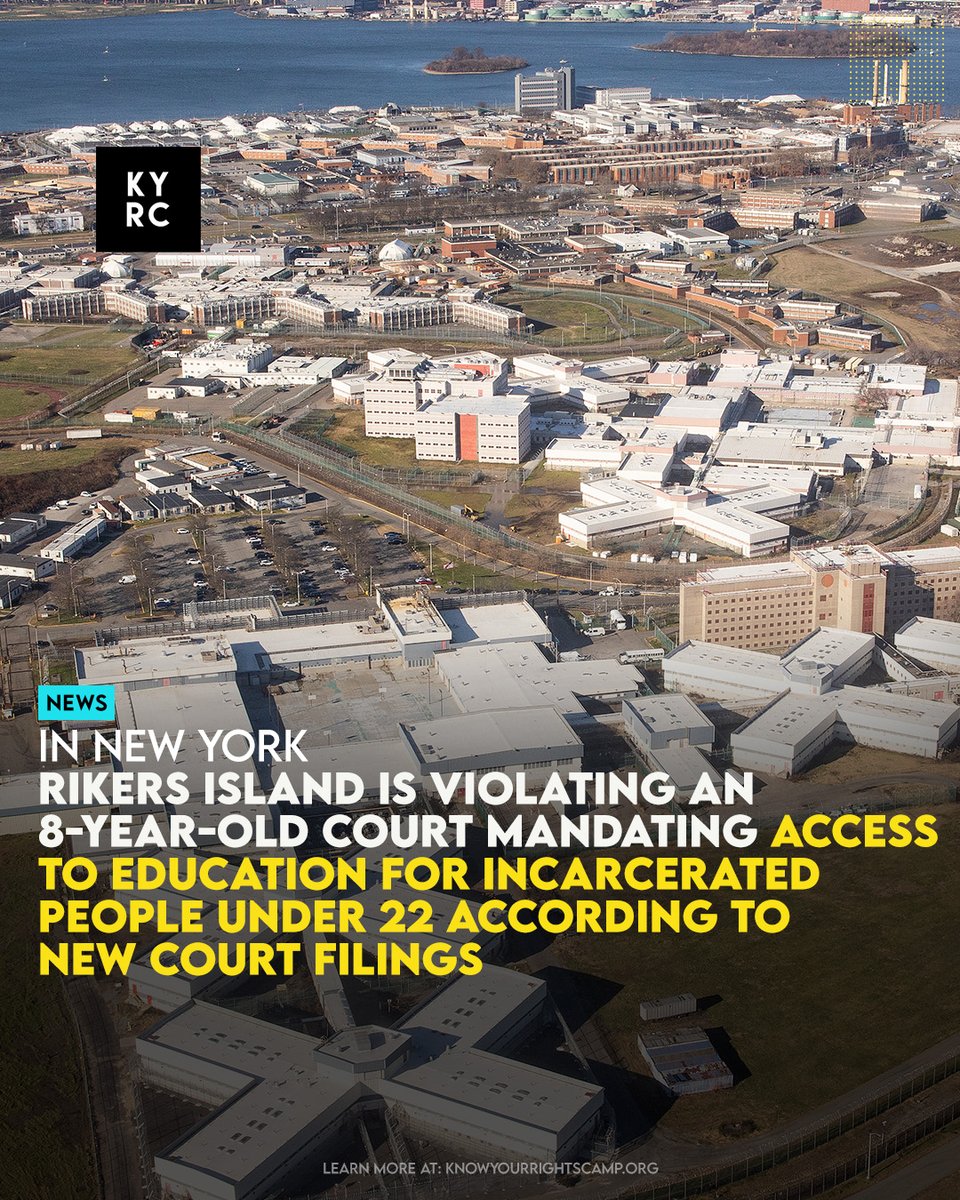 Rikers Island Is Violating An 8-Year-Old Court Mandating Access To Education For Incarcerated People Under 22 According To New Court Filings Link: ow.ly/xlRS50RlJX5