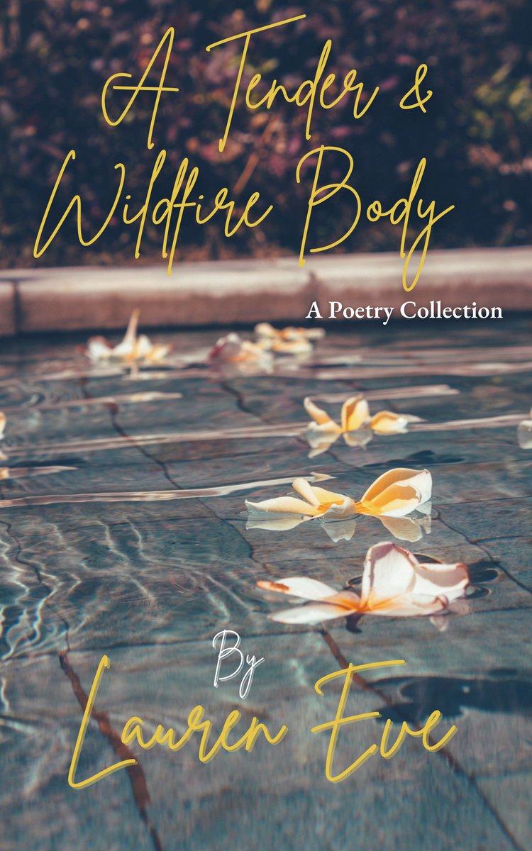 So... this is the cover of my third volume of poetry and will be out in May... preorder for 'A Tender & Wildfire Body' will be available soon! ❤️‍🔥✨️🌊🌙 x