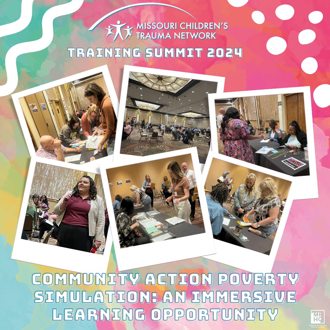 During today’s MO Children’s Trauma Network Pre-Con, participants experienced the realities of poverty with the Community Action Poverty Simulation. This interactive & unique experience gave a glimpse into the realities of poverty. @Missouri_CAN @HealthyLivingMo @MentalHealthMO