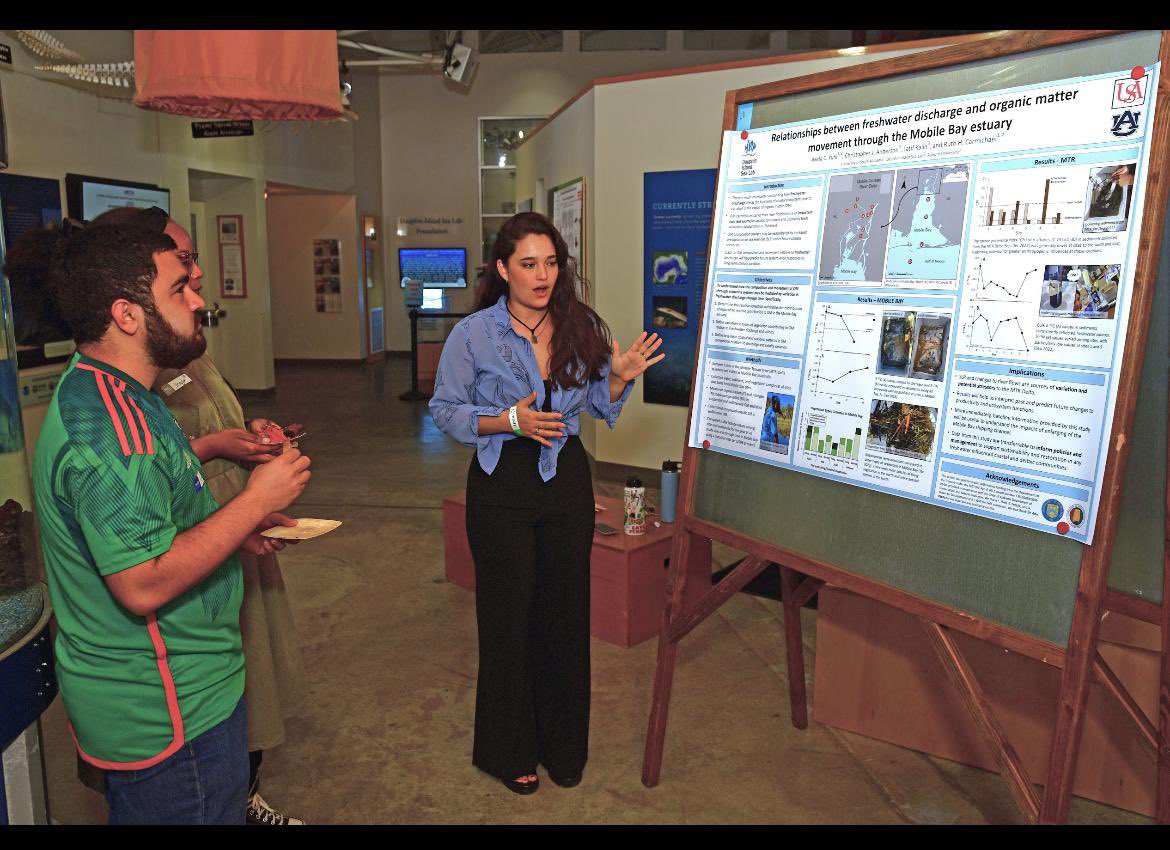 CarmichaelLab's tweet image. Carmichael lab graduate students, @AkelaYuhl, @SophiaCorde, and Bree, participated in this year’s Gulf Coast Graduate Student Symposium hosted by the University of South Alabama and DISL!