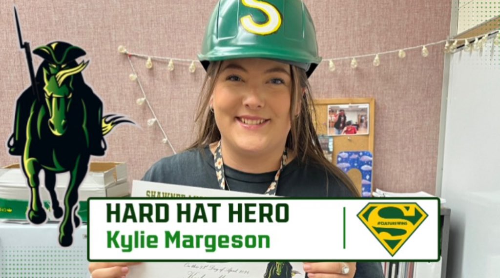 Congratulations to this week’s Hard Hat Hero Kylie Margeson!👷🏻‍♀️Thank you for making South AWESOME! 
#RaiderPride🔰#CultureWins