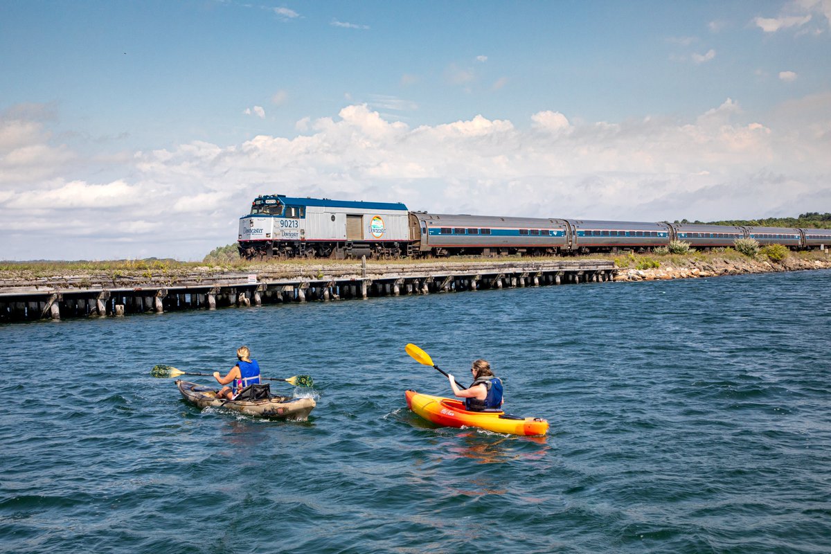 Tell us your favorite summer activity using emojis below. 🩱🐳🍹🚵‍♂️🪁 #amtrakdowneaster #summerinmaine