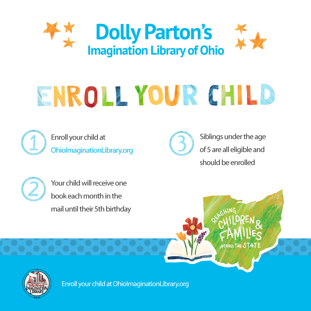 Build your child’s at-home library with @imaginationohio! After enrolling, your child will be mailed one age-appropriate book every month until their 5th birthday. #Reading #Learning #Development #Imagination #Library #Ohio #Kids #Childrensbooks #Kidsbooks #DollyParton