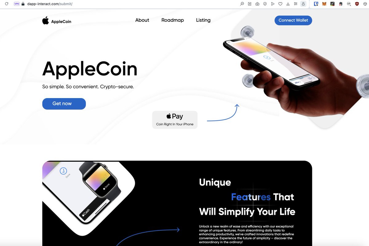 domainsure's tweet photo. No, Apple did not come out with its own cryptocurrency called "AppleCoin" - that's "Coin Right on Your Phone".

It's a wallet drainer. 

A mini-thread on this latest phishing attack: 👇 https://t.co/WdTSNCS1Cu