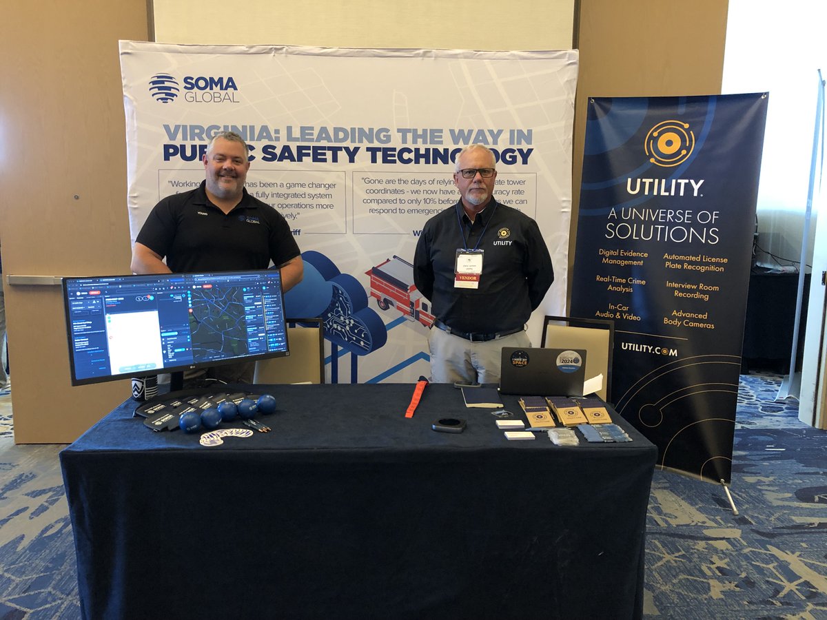 Kevin Young of Soma Global & Chris Leroux from Utility join forces at the ICC conference in sunny Virginia Beach! Visit their booth to hear about the latest cutting-edge solutions to law enforcement challenges #ICCConference #Somaglobal #UtilityInc