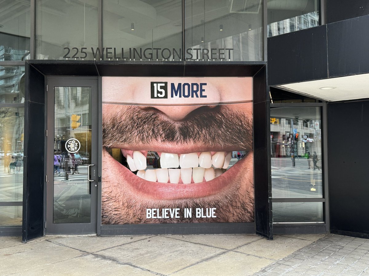 Downtown Toronto. 15 more to go after last night’s Leafs win. How many teeth will be left by the end of this playoff run?