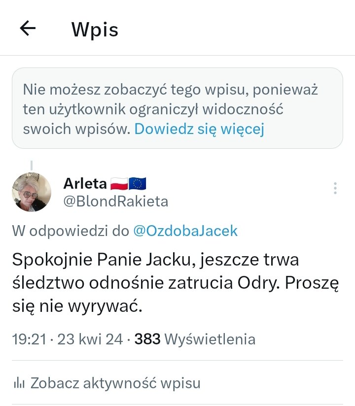 Jeśli ktoś tam widzi Pana @OzdobaJacek to proszę mu przekazać, że brak mu cohones🤭🤪😂😂😂