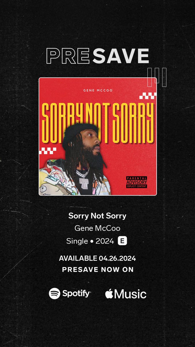 Gene_McCoo's tweet photo. 🗣️ DROPPING THIS FRIDAY 4/26/24 🔒🫡
#sorrynotsorry 
#genemccoomusic 
#MDG4L https://t.co/YWMuUw3ACw
