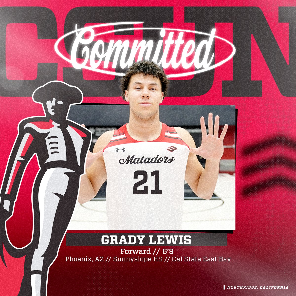Playmaker. 🚨 @grady_lewi1 earned back-to-back All-CCAA First Team honors at Cal State East Bay, averaging 14.3 points and 7.1 rebounds across two seasons. #GoMatadors