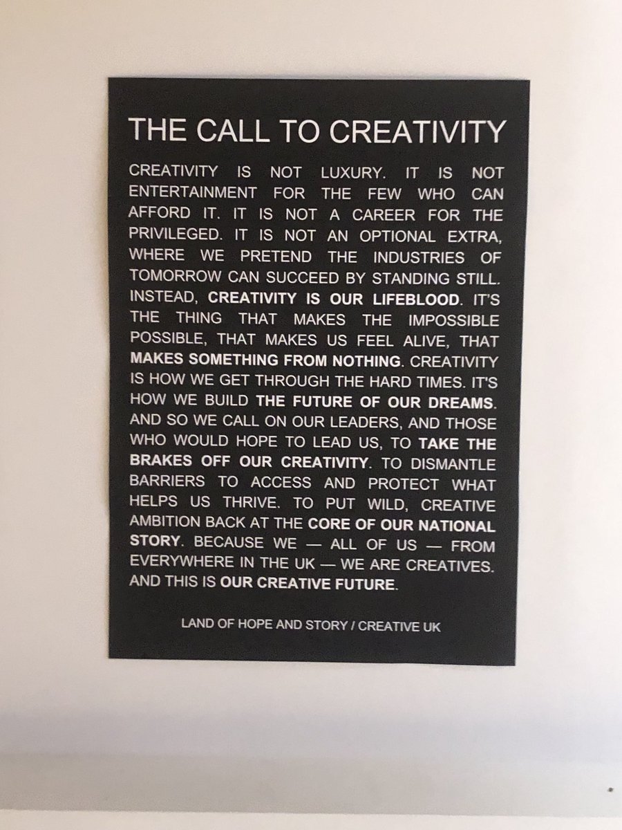 Inspiring, challenging, real-but-hope-filled and ambitious speeches tonight launching the Creative Manifesto. Culture matters and it matters for everyone.