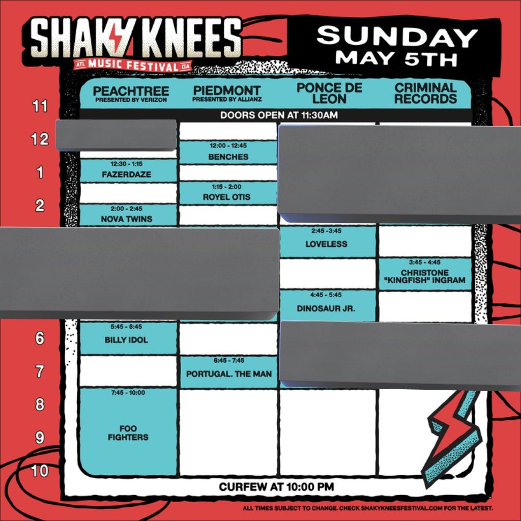 After looking at the map, this will be my Shaky Knees schedule. The YTG to Switchfoot dash will be a lot of exercise but it will be worth it. @ShakyKneesFest