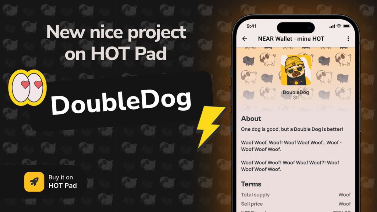 doubledog_meme's tweet photo. Double Dog on HOT Launchpad @hotdao_ ! 🔥

Terms:
NFT Round - 70% $DD
Unlimit Round - 20% $DD
Woofluenser Round - 10% $DD

Trade our NFTs (https://t.co/MQdYsbP1Uc) Woof Woof! 🦴

Hey @NEARProtocol are you ready for overload? https://t.co/zwqeP59DfQ