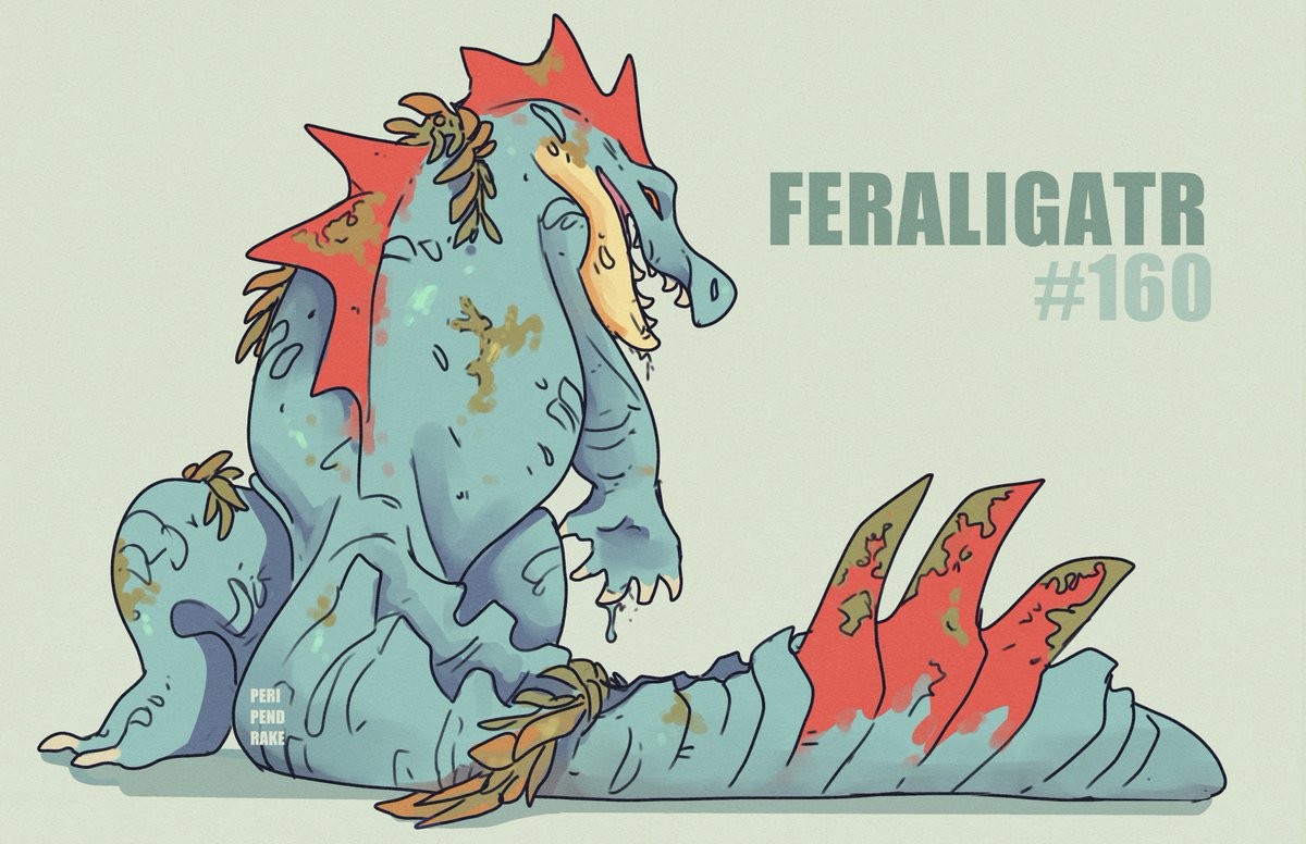 🌊🐊FERALIGATR I've been doing Pokemon warmups from patron requests and Feraligatr won the poll! What a good, mossy fellow :-)