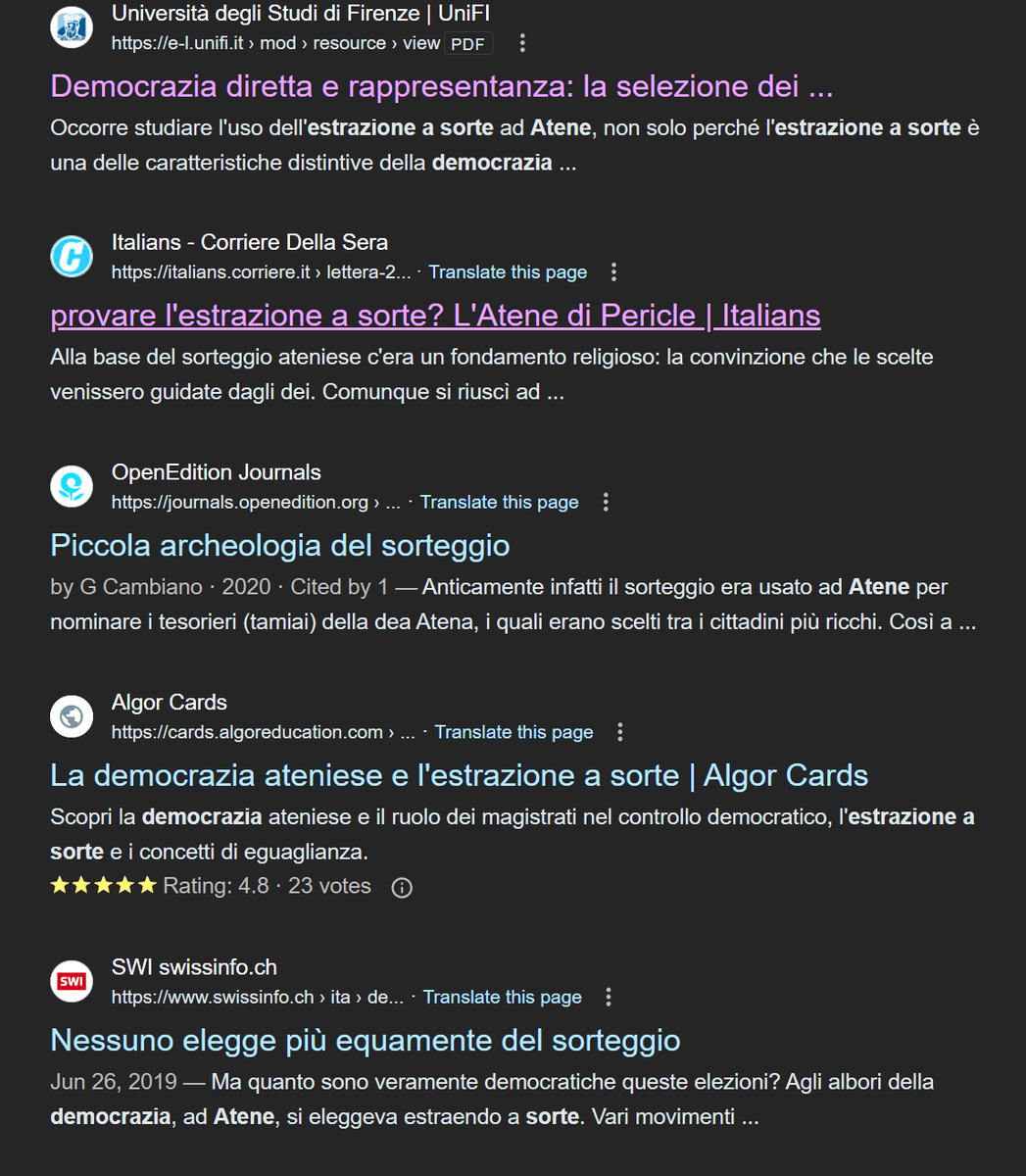 la democrazia di Atene, la più famosa della storia, si basava sulle elezioni dei rappresentanti ? 
NO, I POLITICI ERANO ESTRATTI A SORTE
google.com/search?client=…
Ovvio che deve esserci una qualche selezione prima, ma chi vuole essere estratto a sorte deve passare un esame, tipo…