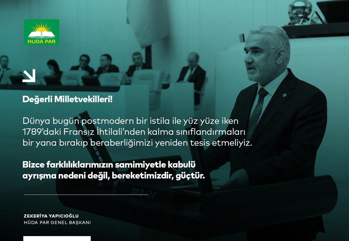 'Farklılıklarımızın samimiyetle kabulü ayrışma nedeni değil, bereketimizdir, güçtür.' -Genel Başkanımız Sayın Zekeriya Yapıcıoğlu #YapıcıoğluMeclisteKonuştu