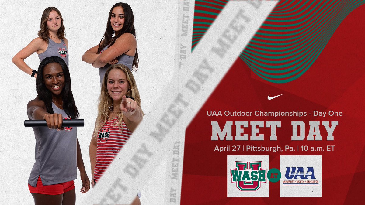 MEET DAY! @WASHU_XCTF at UAA Outdoor Championships - Day One 📍Pittsburgh, Pa. | Gesling Stadium 🕐 10 a.m. ET 📺 (Track Events) tinyurl.com/4u4r2jr5 📺 (Field Events) tinyurl.com/pu6y7wcm #RuntotheBattle