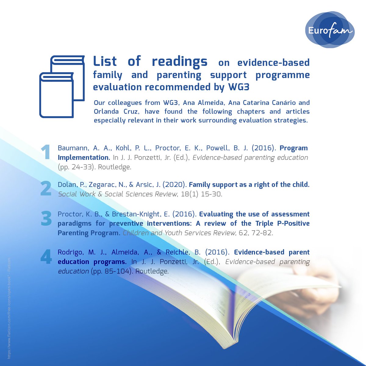 eurofamnet's tweet photo. Happy Book Day! 📖🌹
We leave you with our recommendations on #familysupport, #evidencebased family& parental programmes and #WorkForceSkill
More information at: https://t.co/YkQexN8nbY https://t.co/pHqycr6upU