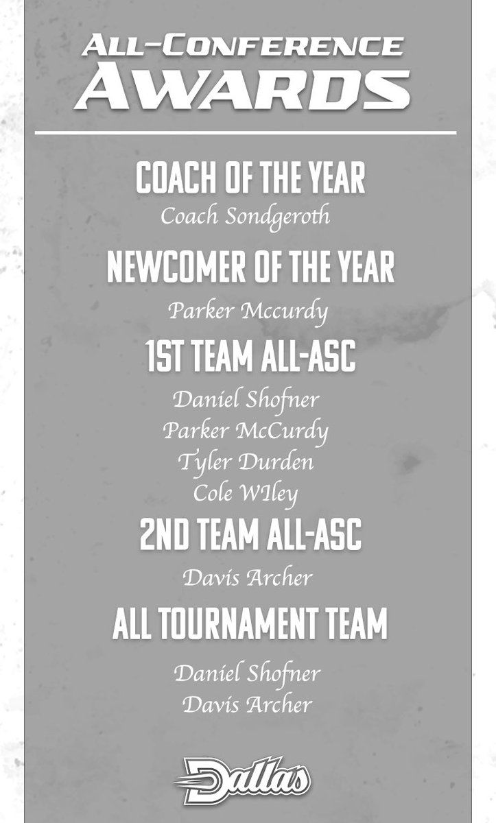 Congrats to Coach Sondgeroth on his second consecutive Coach of the Year award! Parker McCurdy has also been named Newcomer of the year!