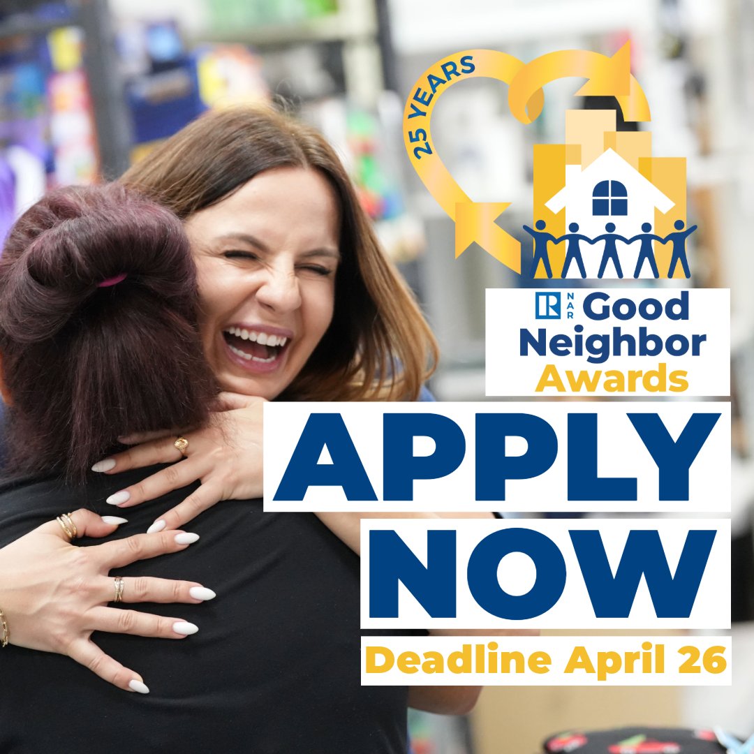 How do you help neighbors in need through volunteer work? Nominate yourself or a fellow REALTOR® for the 2024 Good Neighbor Awards for an opportunity to earn funding and media exposure to boost your impact. Apply now: bit.ly/4axrd56