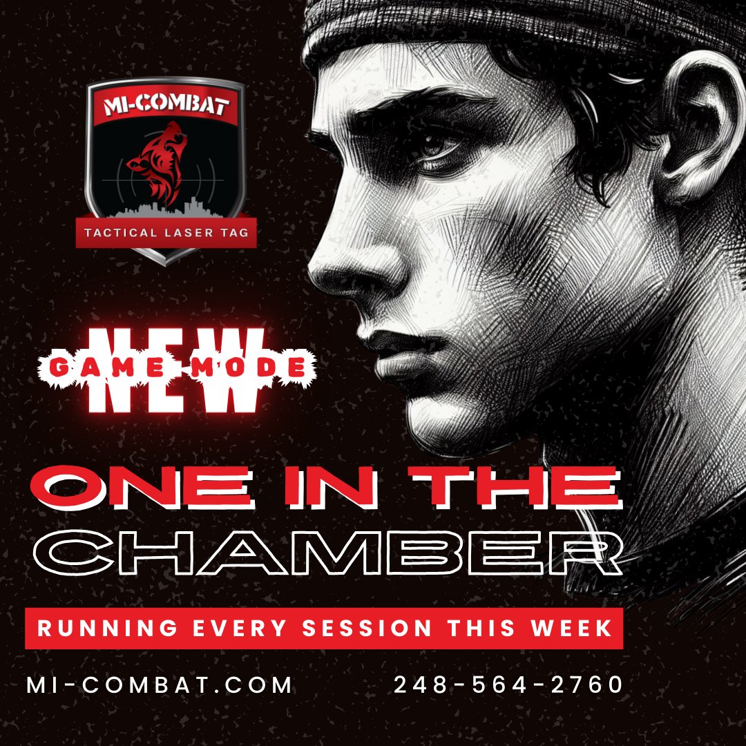 Get into the action with our newest game mode, One in the Chamber! 🎯

Accuracy is key. Gain points for hits, lose points for misses, and you'll also need to reload after EVERY shot for an added challenge!

Book online or by phone today 🐺

#micombat #jointhepack #lasertag