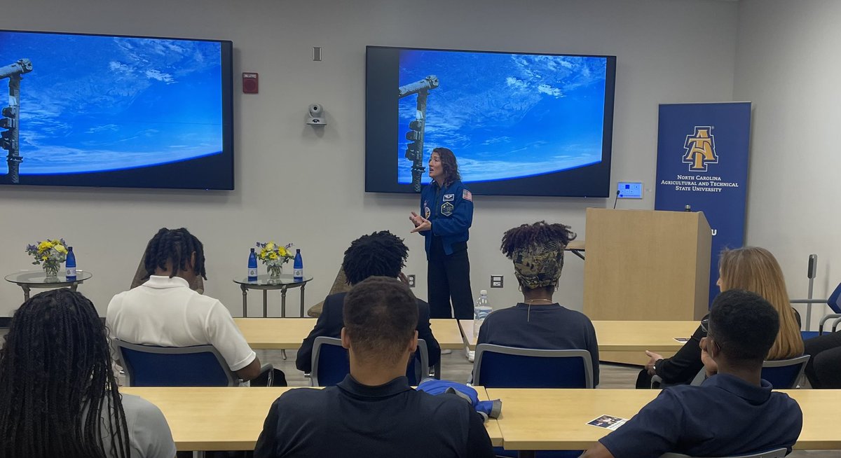 Todd Simmons (@tmsimmons) on Twitter photo After her presentation and Q&A w/ <a href="/NC_Governor/">Governor Josh Stein</a>, Chancellor <a href="/WhoIsHLM/">Harold L. Martin, Sr.</a> and #NCAT students, <a href="/NASA/">NASA</a> astronaut <a href="/Astro_Christina/">Christina H Koch</a> is back in the Martin Complex <a href="/Chevron/">Chevron</a> Room, talking with Aggies about how to become an astronaut. đ„
North Carolina A&T.
Thereâs no place like it.
#AggiesDO After her presentation and Q&A w/ <a href="/NC_Governor/">Governor Josh Stein</a>, Chancellor <a href="/WhoIsHLM/">Harold L. Martin, Sr.</a> and #NCAT students, <a href="/NASA/">NASA</a> astronaut <a href="/Astro_Christina/">Christina H Koch</a> is back in the Martin Complex <a href="/Chevron/">Chevron</a> Room, talking with Aggies about how to become an astronaut. đ„
North Carolina A&T.
Thereâs no place like it.
#AggiesDO