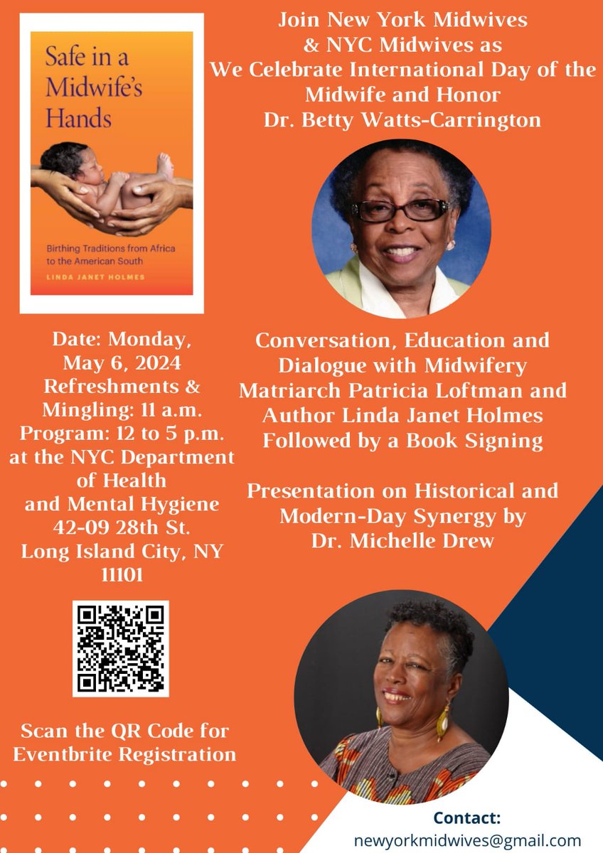 NYM is thrilled to announce that our International Day of the Midwife Celebration will include a special honoring of Midwifery Matriarch Dr. Betty Watts Carrington! Register here: eventbrite.com/e/nym-nycm-pre…