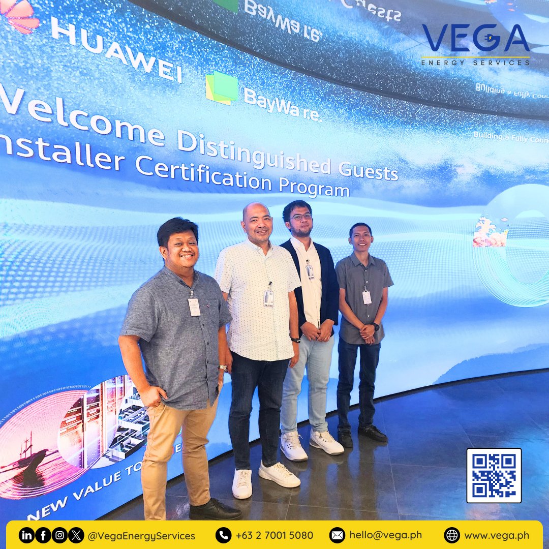 The Technical Team of Vega Energy Services successfully passed the Huawei FusionSolar Certified Installer Training Course, hosted by Huawei Philippines through its partner Baywa R.E. 🌞⚡

#vegaEnergyServices 
#EnergySolutions
#Huawei
#FusionSolarCertifiedInstaller