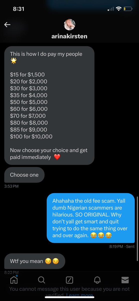 mesehair's tweet photo. Another dense scammer. #scam #scams #dontfallforit #scammer #scammers #funny #hilarious #comedy #prank #pranking #dumbness #stupidity https://t.co/ApD6mi7qjL