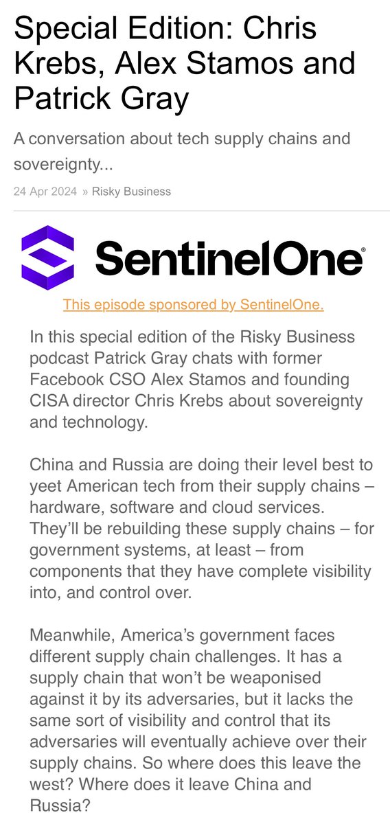 Special edition with @C_C_Krebs and @alexstamos just dropped! podcasts.apple.com/au/podcast/ris…