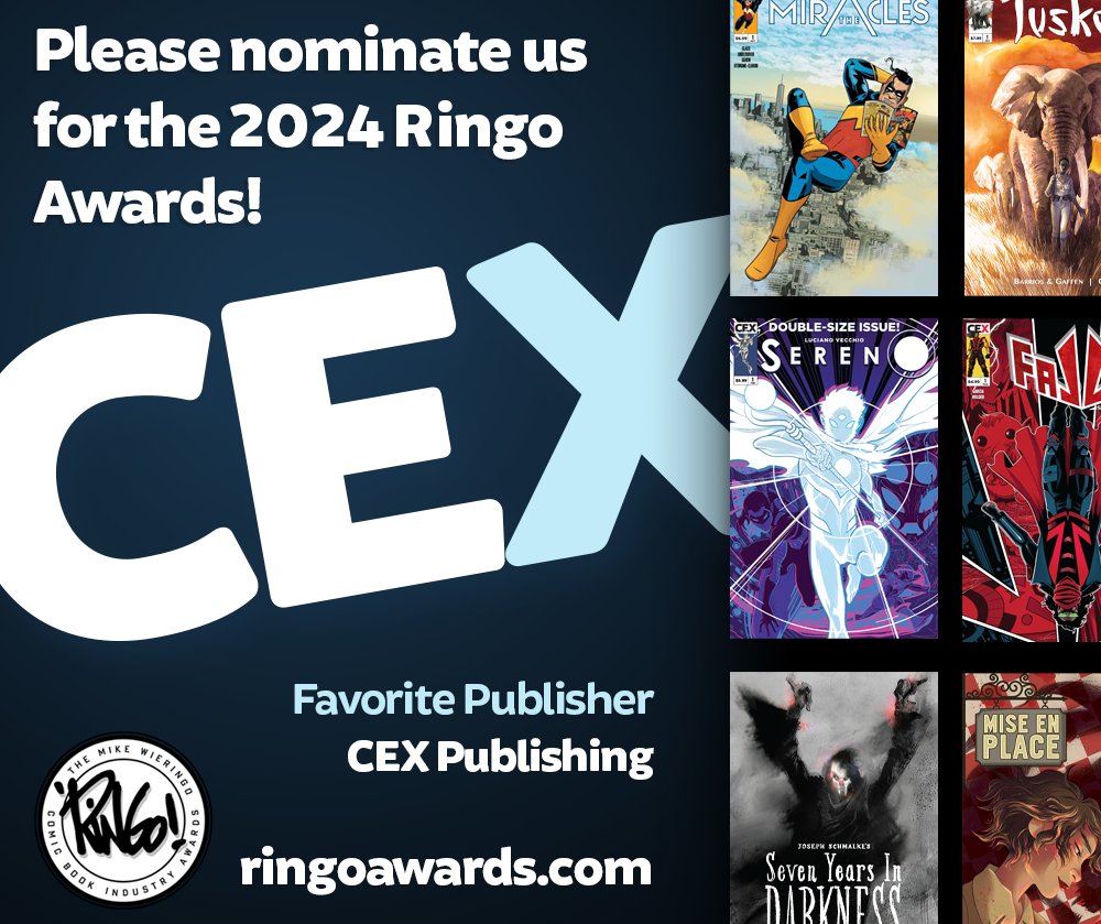 CEX Publishing has brought us some of the most exciting comics! Let's show our appreciation by nominating them for Favorite Publisher in the Ringo Awards 2024. Vote here: ringoawards.survey.fm/ringo-awards-2… #RingoAwards
