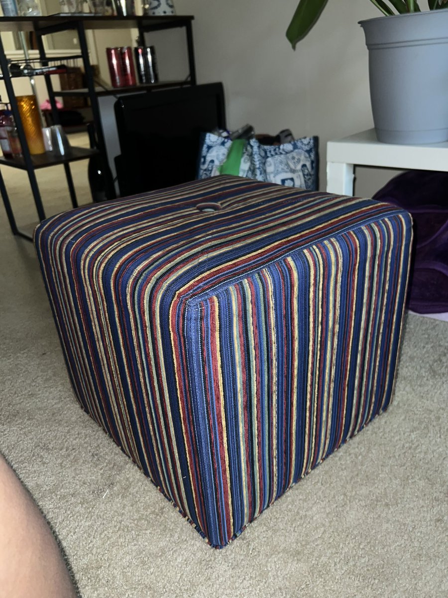 I went to the store for a cute mirror but it was too heavy and I have no idea how to mount it on the wall. so instead I came home with this super cute ottoman