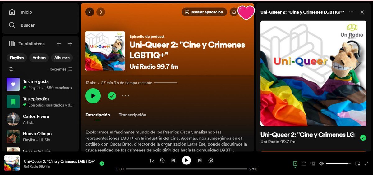 ¡Recuerda que ya puedes escuchar los episodios de #UniQueer en @Spotify! 🏳️‍🌈🏳️‍⚧️🎙️ 'Uni-Queer' es el primer programa #LGBTTTIQ+ en la historia de @UniRadio997FM, la estación de la @UAEM_MX. ¡Dale play! open.spotify.com/episode/1y29HK…