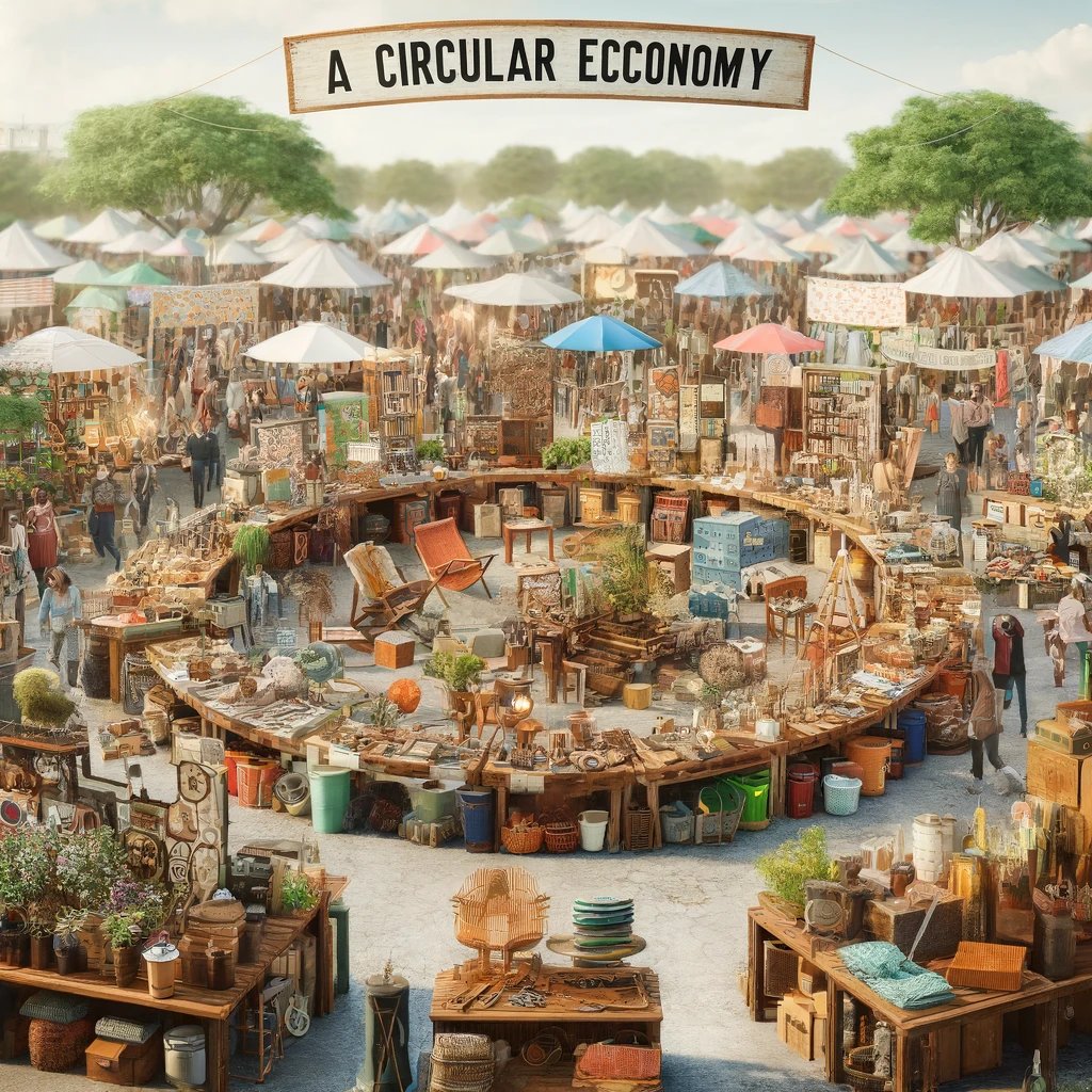 Step into the world of circular economy at our vibrant flea market! Discover unique, upcycled products from furniture to fashion. Every item tells a story of sustainability and innovation. Join us in making the future greener, one recycled piece at a time. #CircularEconomy