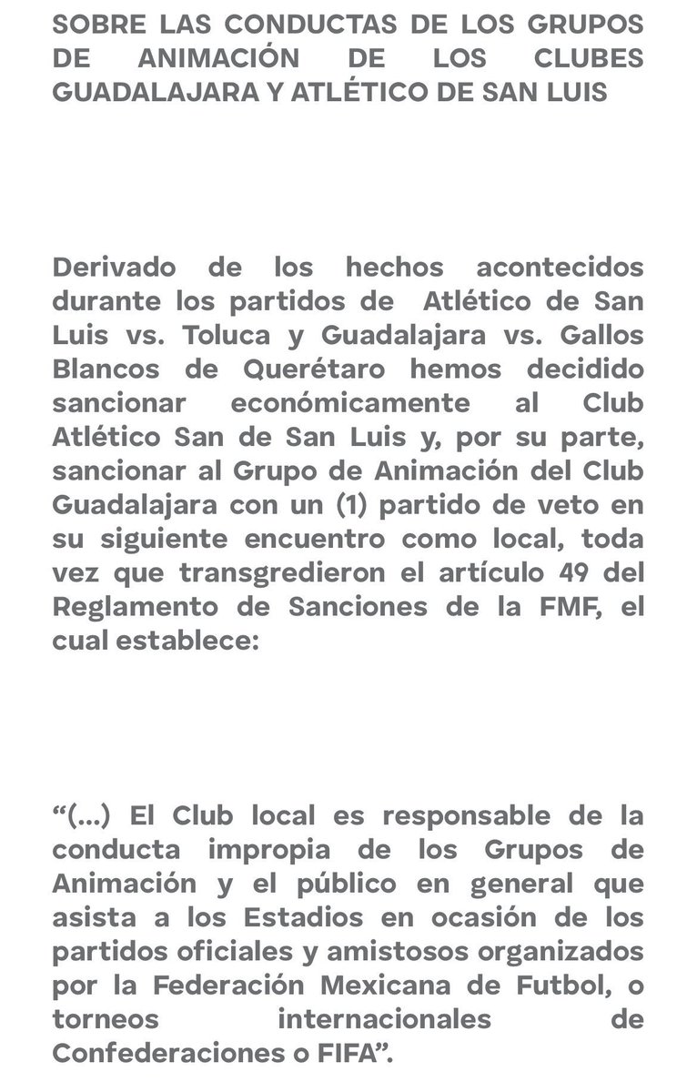 La @ligabbvamx sanciona con 1 partido de local a la barra de Chivas, ya sea Play-in o los cuartos de final. Esto después de lo ocurrido el sábado pasado en el partido ante los gallos blancos del Querétaro. #ligamx #ligabbvamx #futbol #futbolmexicano #chivas #rebañosagrado