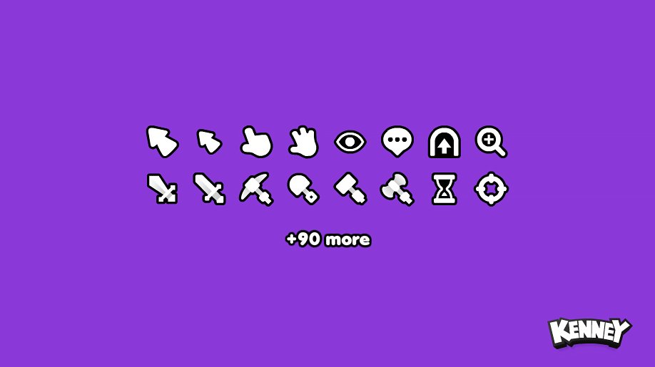 Cursor Pack releasing tomorrow! 100+ cursors in both bitmap and vector, with and without outlines - completely free! (public domain) #gameassets