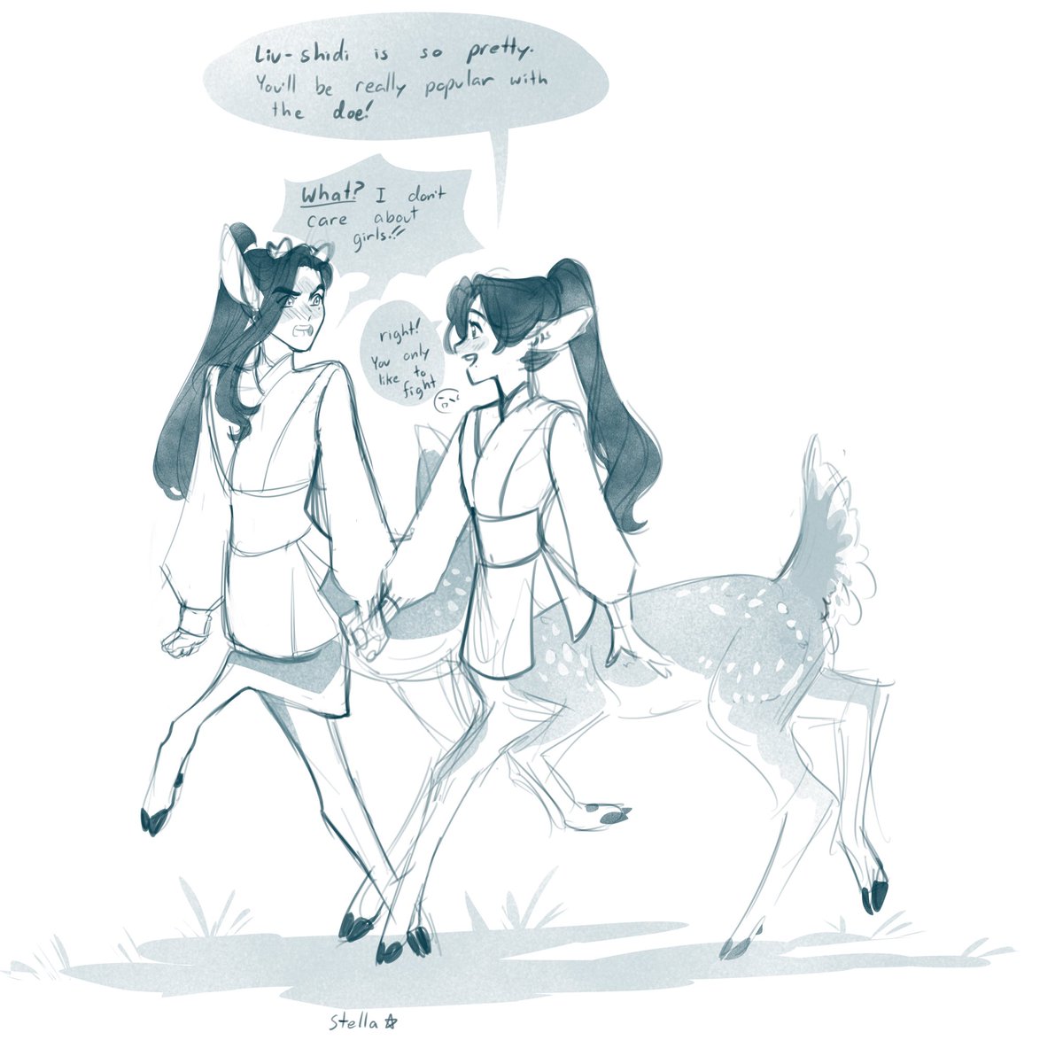( Adolescent liushen ) lqg and SY grew up together!! Despite being a tag younger, LQG ended up growing bigger and getting his antlers before SY. He’s a popular choice for the next herd leader when they get old enough to participate in fights (which SY never does)