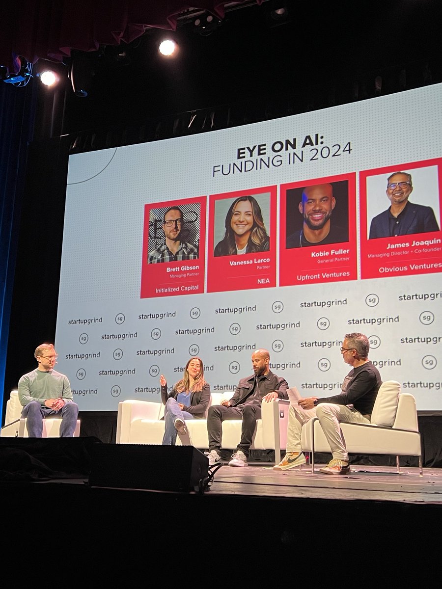 veelarco's tweet photo. It was a blast to talk about investing in the Gen AI era at @StartupGrind with @jamesjoaquin @kobiefuller and @brettdg today! https://t.co/gRg3XbwviU